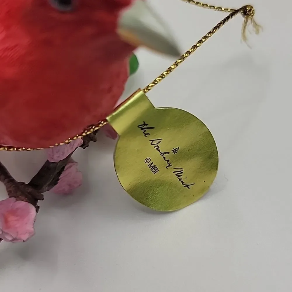 Danbury Mint Christmas Songbird Ornament Summer Tanager Rerired